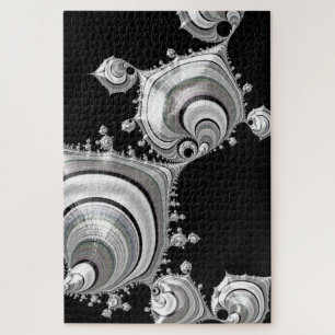 Kleine zwart-wit holografische Fractal Space oyste Legpuzzel