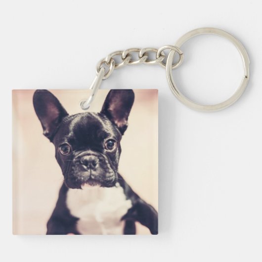 Kleine zwart-witpop sleutelhanger (Achterkant)