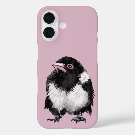 Kleine zwart-witte ekster roze achtergrond Case-Mate iPhone case (Achterkant)