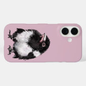Kleine zwart-witte ekster roze achtergrond Case-Mate iPhone case (Achterkant (horizontaal))