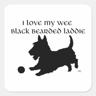 Kleine Zwarte Baard Laddie Schotse Terrier Vierkante Sticker