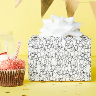 Kleine Zwarte Cirkels Ovals Wit Cadeaupapier