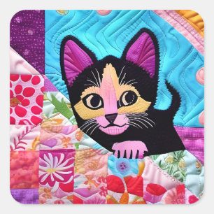 Kleine zwarte en witte glazen fluitjes zoals desig vierkante sticker