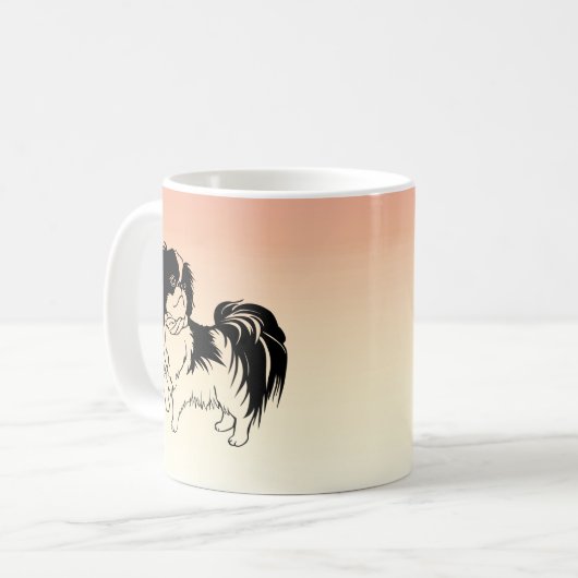 Kleine zwarte en witte honden op Oranje Mok (Voorkant links)