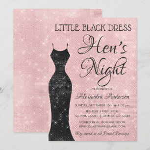 Kleine zwarte jurk Blush Pink Hen's Night Kaart