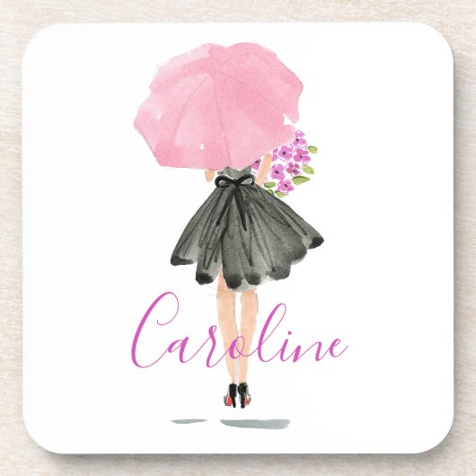 Kleine zwarte jurk Vrouw Stijlvolle Mode Bier Onderzetter (Voorkant)