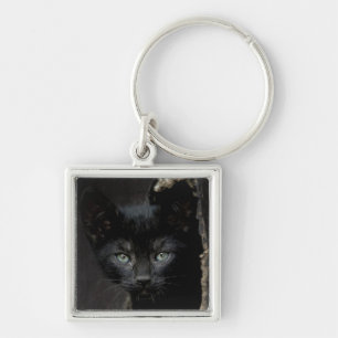 Kleine zwarte Kat Sleutelhanger