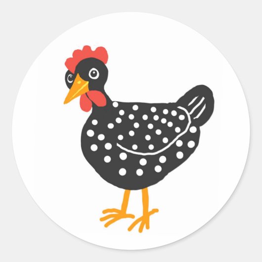 Kleine zwarte kip ronde sticker (Voorkant)