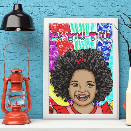 Kleine zwarte meid met Happy Curls Poster