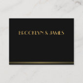 Kleine zwarte monogram Great Gatsby-huwelijks-RSVP Informatiekaartje (Achterkant)