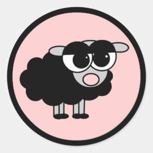 Kleine zwarte schaap zwart en roze stickers