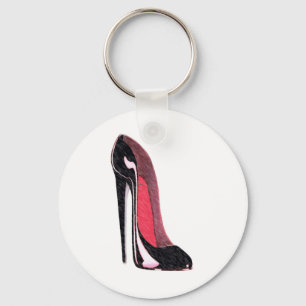Kleine zwarte stiletto-schoen sleutelhanger