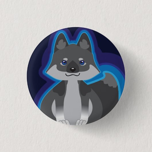 Kleine zwarte wolf knop ronde button 3,2 cm (Voorkant)