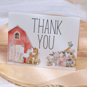 Kleiner Boerderij Kinderkamer Dieren Baby Shower B Bedankkaart