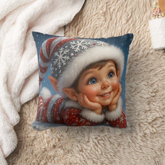 Kleiner Weihnachts-Elf im Glitzer-Schnee Kussen (Deken)