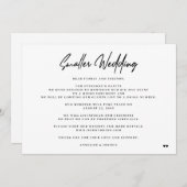 Kleinere trouwelegante minimale neermaatceremonie aankondiging (Voorkant / Achterkant)