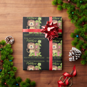 Kleinkind eerste verjaardag Schattige leeuw inpakp Cadeaupapier