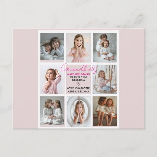 Kleinkinderen Maken Het Leven Grootmoeder 8-Foto C Briefkaart (Voorkant)