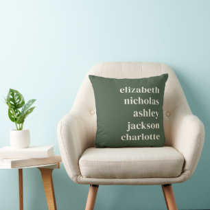 Kleinkinderen Namen Green Modern Trendy Gift Kussen