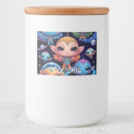 Kleinkleurige aliens in de ruimte voedselcontainer etiket