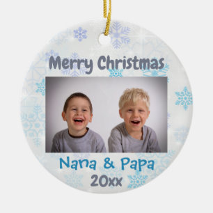 Kleinouders kleinkinderen kerst 2022 foto keramisch ornament
