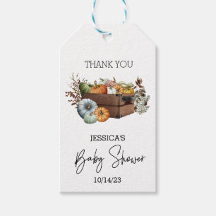Kleintje herfst pompoen aquarel baby shower cadeaulabel