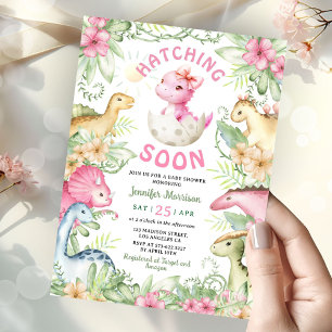Kleintje Komt Dino Meisje Dinosaur Baby Shower Kaart