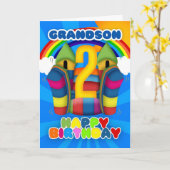 Kleinzoon 2e verjaardag Kaart met Bouncy Castle (Gele Bloem)