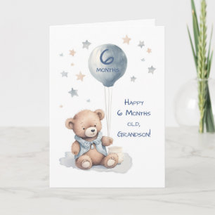 Kleinzoon 6 maanden verjaardag Zachte teddybeer en Kaart