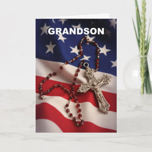 Kleinzoon, denk aan jou, Amerikaanse vlag en rozen Kaart