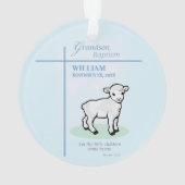 Kleinzoon Doop Blauw Lam Gepersonaliseerd Ornament (achterkant)