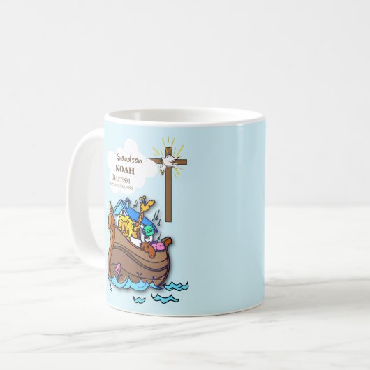 Kleinzoon Doop Noah's Ark Gepersonaliseerd Koffiemok (Voorkant links)