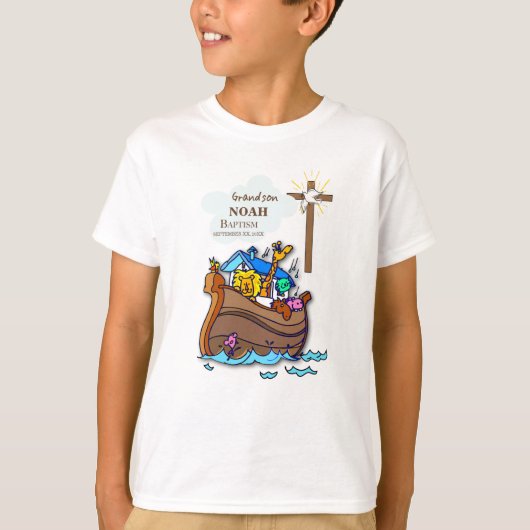 Kleinzoon Doop Noah's Ark Gepersonaliseerd T-shirt (Voorkant)