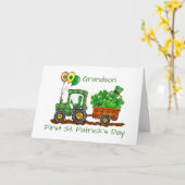 Kleinzoon eerste St Patricks Day Tractor laadt gel Kaart (Gele Bloem)