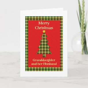 Kleinzoon en echtgenoot Tartan Kerstboom Feestdagen Kaart