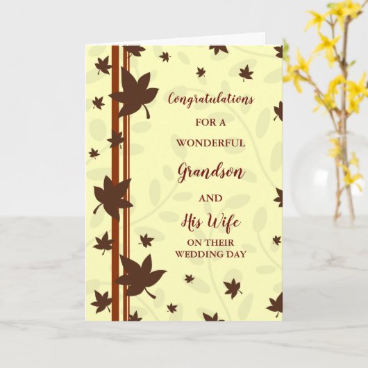 Kleinzoon en zijn vrouw trouwdag gefeliciteerd kaart (Gele Bloem)