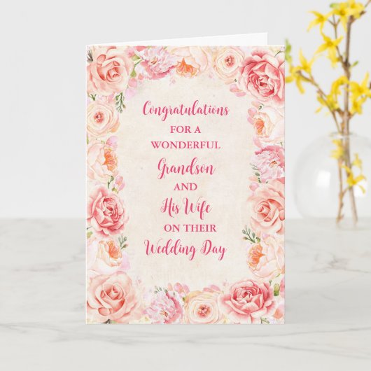 Kleinzoon en zijn vrouw trouwdag gefeliciteerd kaart (Gele Bloem)