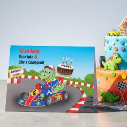 Kleinzoon Gefeliciteerd 4e Verjaardag Dinosaurus R Kaart