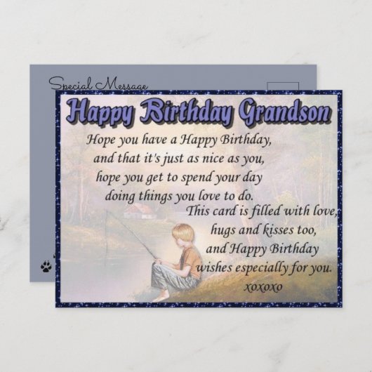 Kleinzoon Gefeliciteerd Verjaardag Briefkaart (Voorkant / Achterkant)