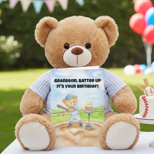Kleinzoon Gefeliciteerd Verjaardag Honkbal Teddybe Kaart