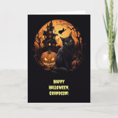 Kleinzoon Gelukkig Halloween Spooky Scène Haunt Ho Kaart (Voorkant)