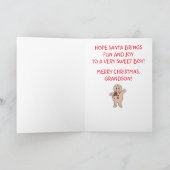 Kleinzoon Gingerbread Boy Naam  Feestdagen Kaart (Binnen)