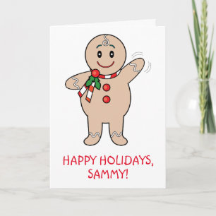 Kleinzoon Gingerbread Boy Naam Feestdagen Kaart