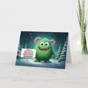 Kleinzoon Grappig Monster Kerst Kinderen Feestdagen Kaart