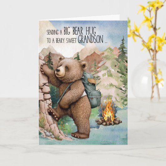 Kleinzoon groot Beer knuffel weg op zomerkamp Kaart (Gele Bloem)