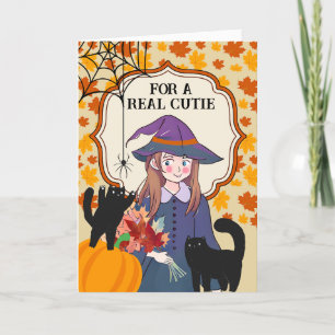 Kleinzoon Halloween Lieve Heks en Katten Kaart