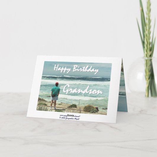 KLEINZOON - Happy Birthday - Man en oceaangolven Kaart (Achterkant)