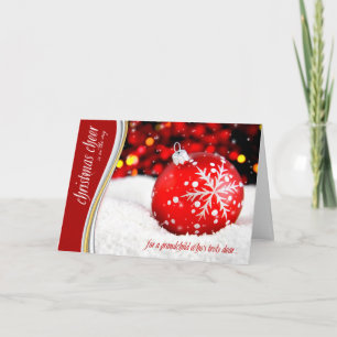 Kleinzoon Kerstmis Rode Sneeuwvlok Ornament Feestdagen Kaart