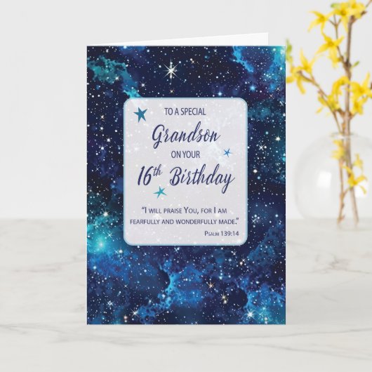 Kleinzoon Religieuze 16e Verjaardag Sterren in Gal Kaart (Gele Bloem)