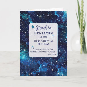 Kleinzoon Religieuze Verjaardag Celestial Sky Kaart